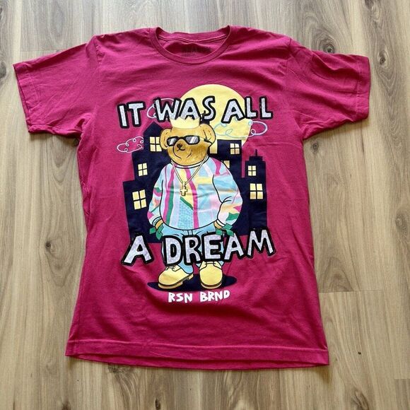 It Was All A Dream Biggie Smalls T-Shirt Rsn Brnd Reason Brand NYC Pink Size M - Picture 1 of 6